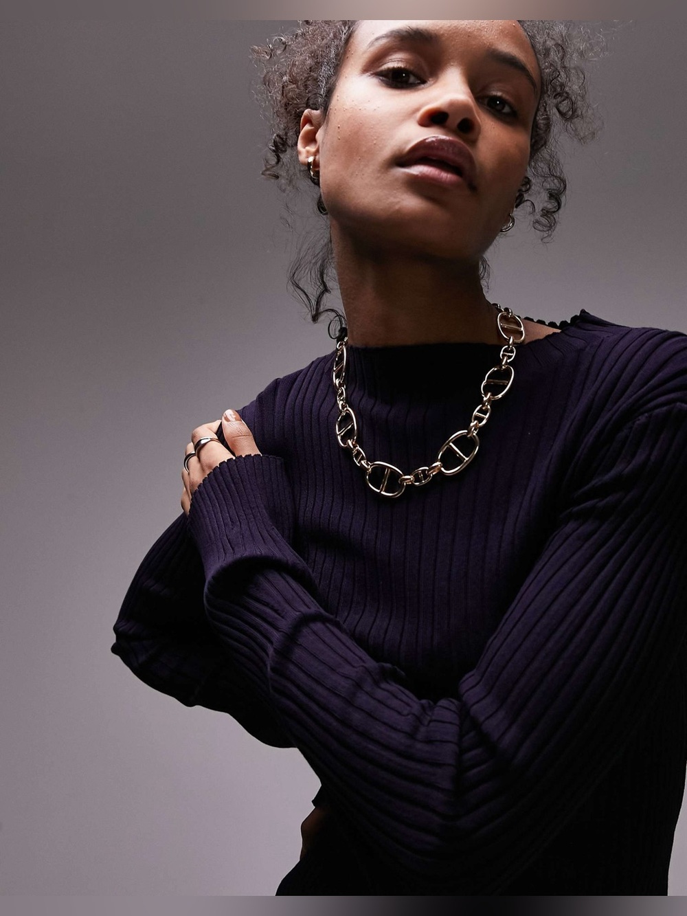 New Topshop Noky oval link chain necklace in gold tone